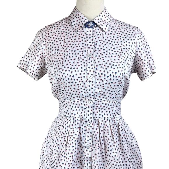 Foxcroft Vienna Short Sleeve Button Up Demure Dots 100% Cotton Shirt Dress - Picture 9 of 13